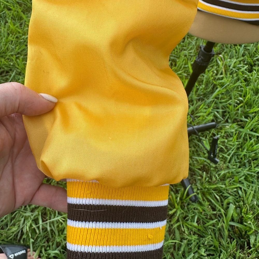 Vintage Mayfield Milk jacket windbreaker. Yellow and brown. Size M. Mean/unisex - Picture 6 of 10